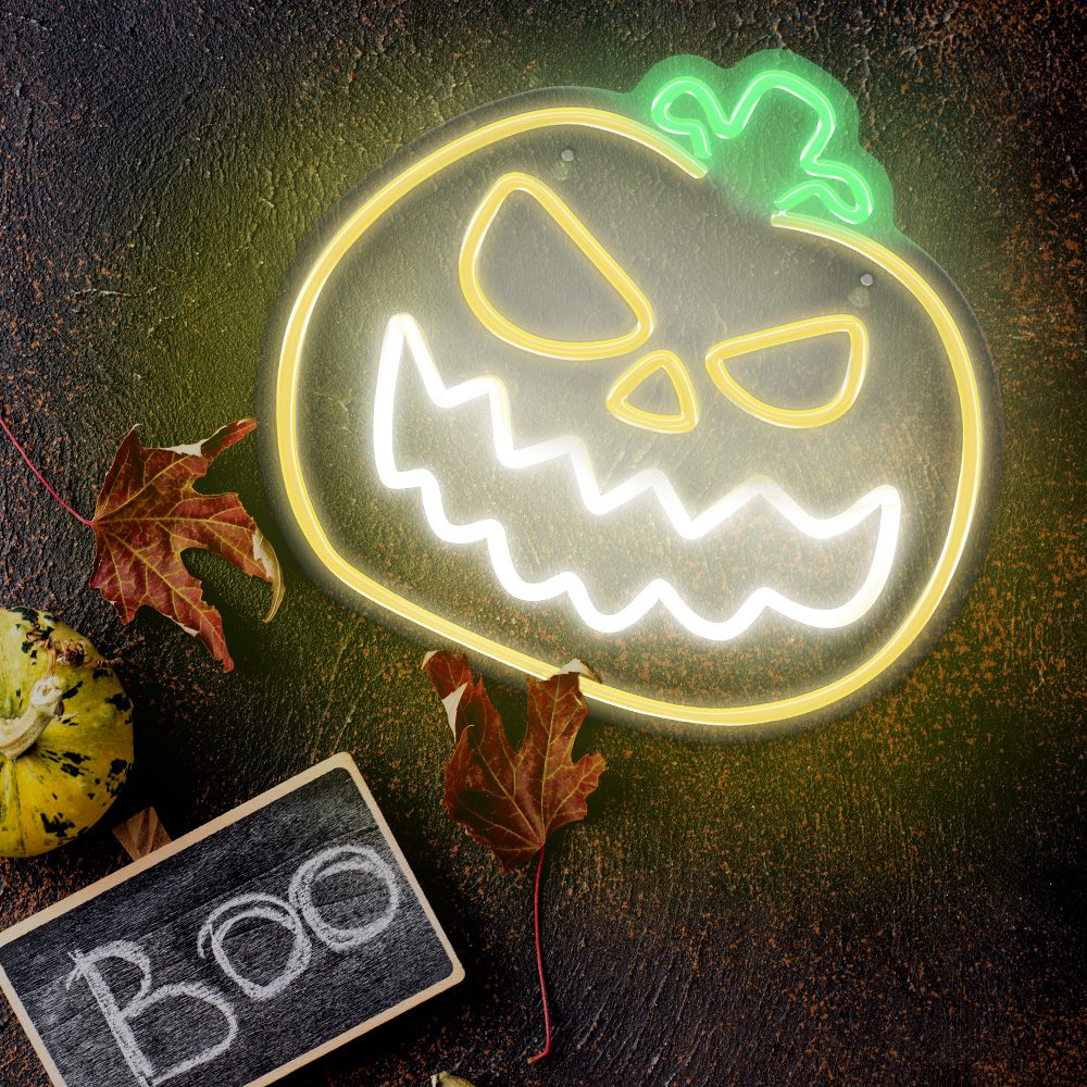 342696_oryg Neon PLEXI LED ANGRY PUMPKIN yellow white FPNE14 Forever Light