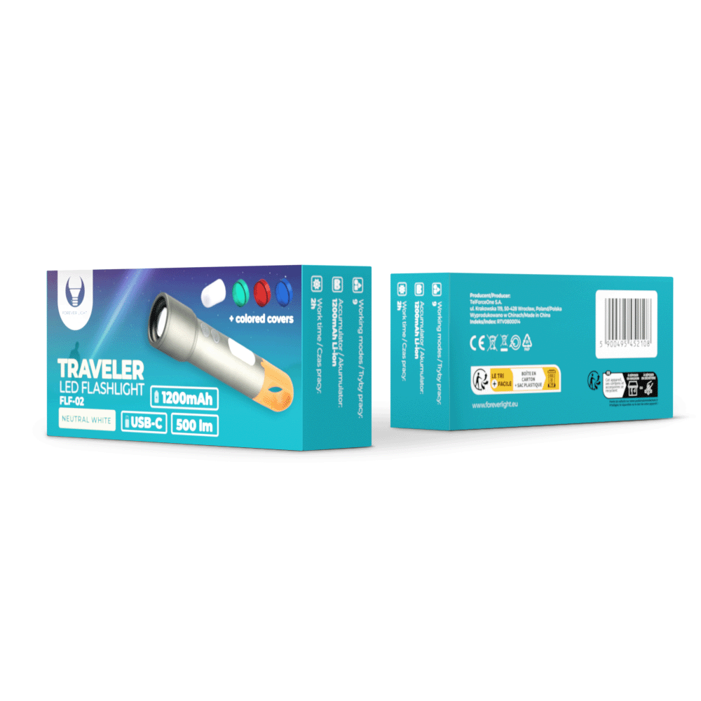 Forever Light LED flashlight TRAVELER 1200mAh 500lm USB-C FLF-02