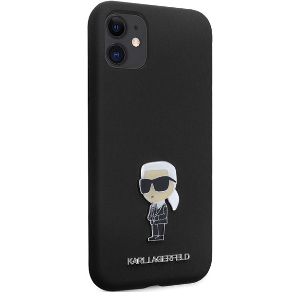 Karl Lagerfeld case for iPhone 11 KLHCN61SMHKNPK black HC Silicone Ikonik Metal Pin