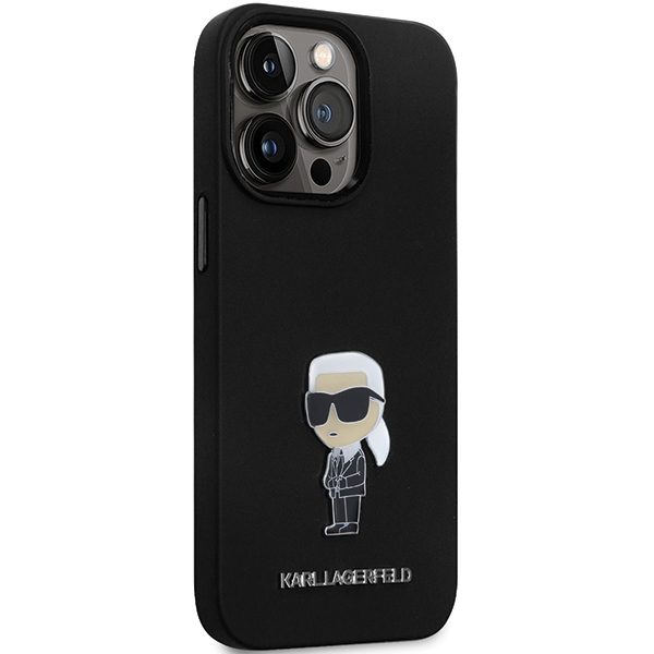 Karl Lagerfeld case for iPhone 13 Pro 6,1" KLHCP13LSMHKNPK black HC Silicone Ikonik Metal Pin