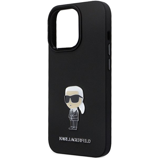 Karl Lagerfeld case for iPhone 13 Pro 6,1" KLHCP13LSMHKNPK black HC Silicone Ikonik Metal Pin
