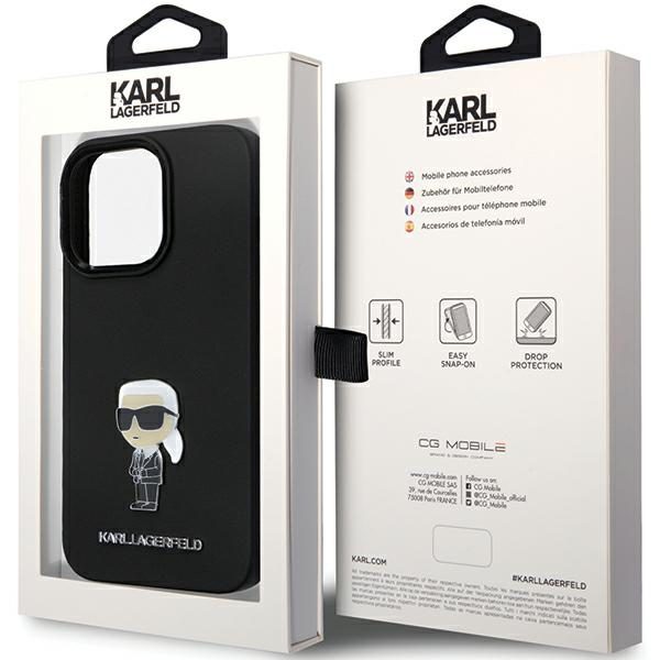 Karl Lagerfeld case for iPhone 13 Pro 6,1" KLHCP13LSMHKNPK black HC Silicone Ikonik Metal Pin