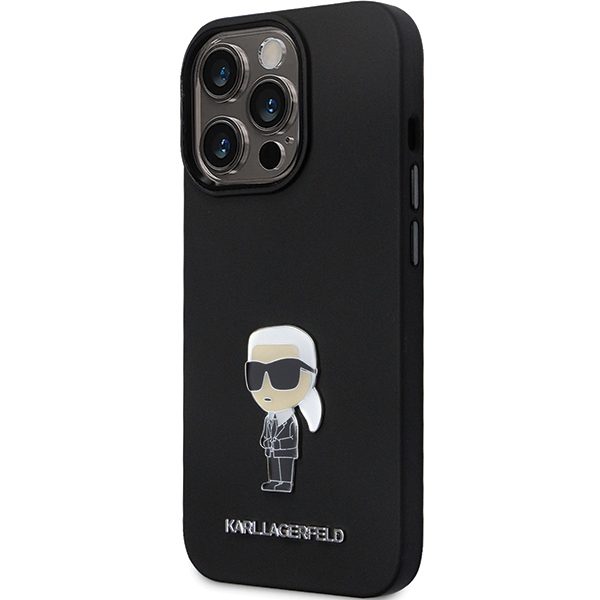 Karl Lagerfeld case for iPhone 14 Pro 6,1" KLHCP14LSMHKNPK black HC Silicone Ikonik Metal Pin