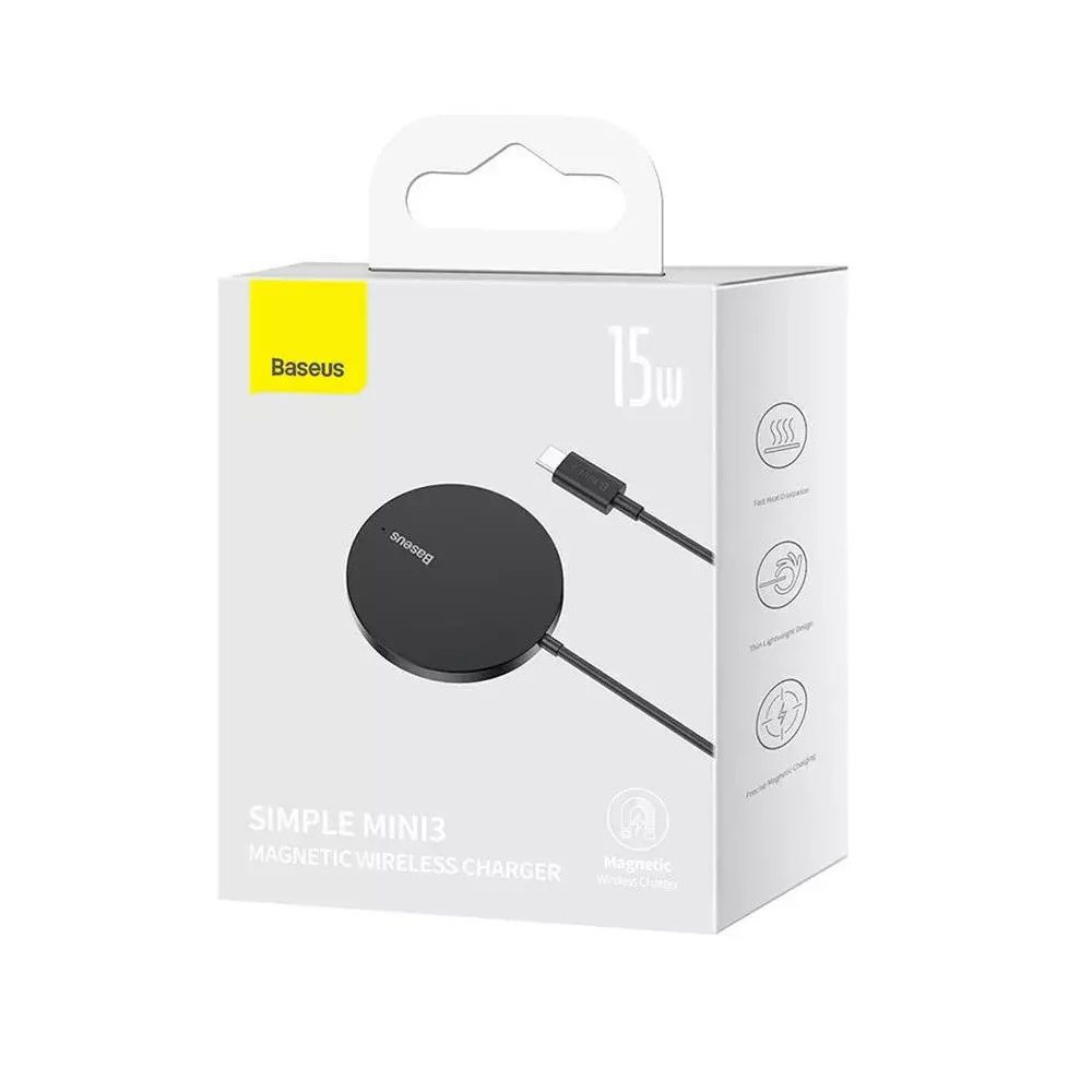 343888_oryg Baseus wireless charger Simple Mini 3 15W black magnetic