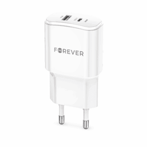 Forever TC-01-20AC PD QC charger 1x USB-C 1x USB 20W white