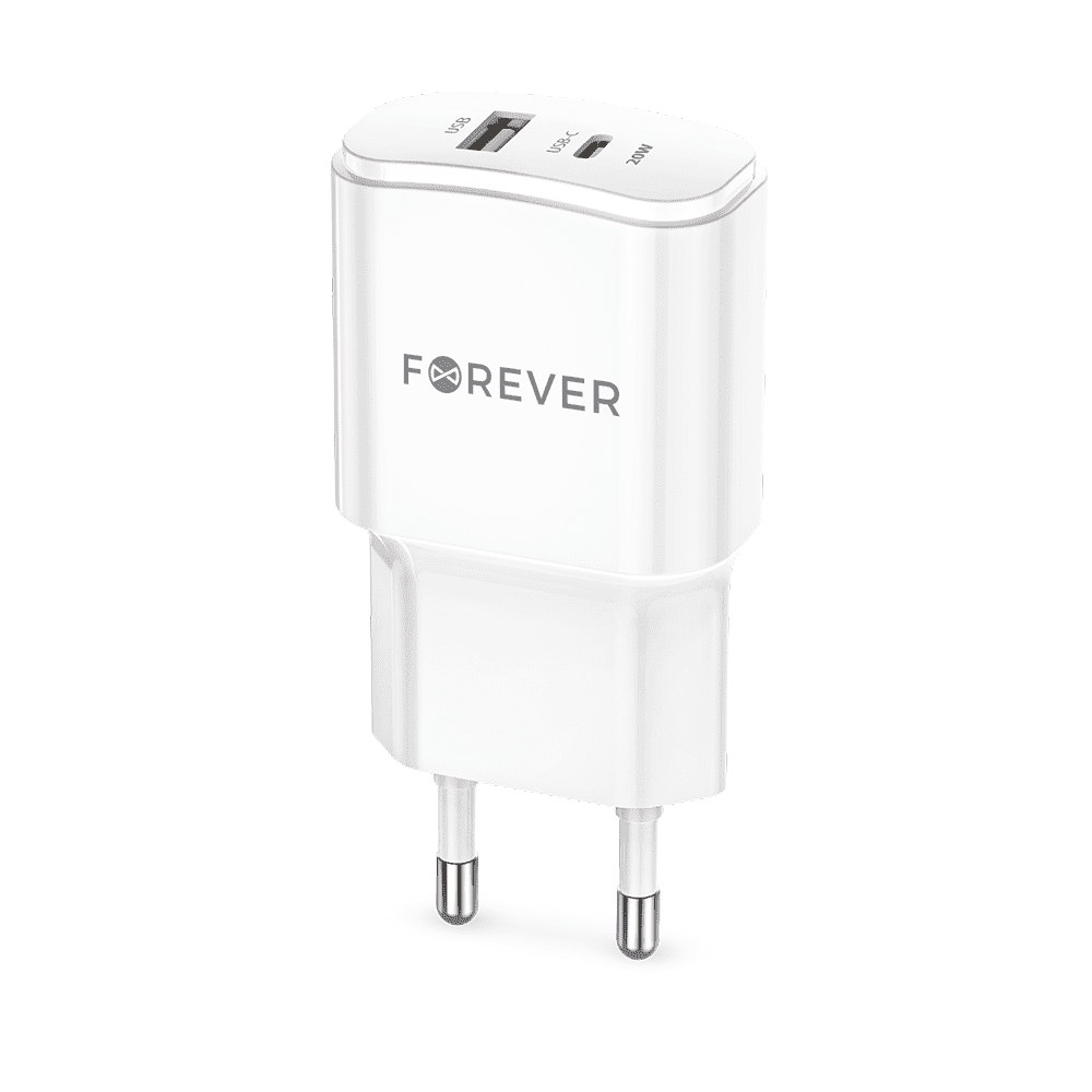 344487_oryg Forever TC-01-20AC PD QC charger 1x USB-C 1x USB 20W white