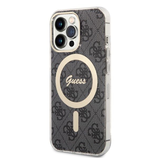 345045_oryg Guess set case + charger for iPhone 13 Pro 6,1" GUBPP13LH4EACSK black hard case 4G Print MagSafe