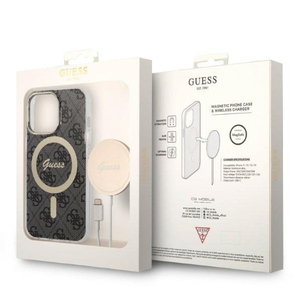 345053_oryg Guess set case + charger for iPhone 13 Pro 6,1" GUBPP13LH4EACSK black hard case 4G Print MagSafe