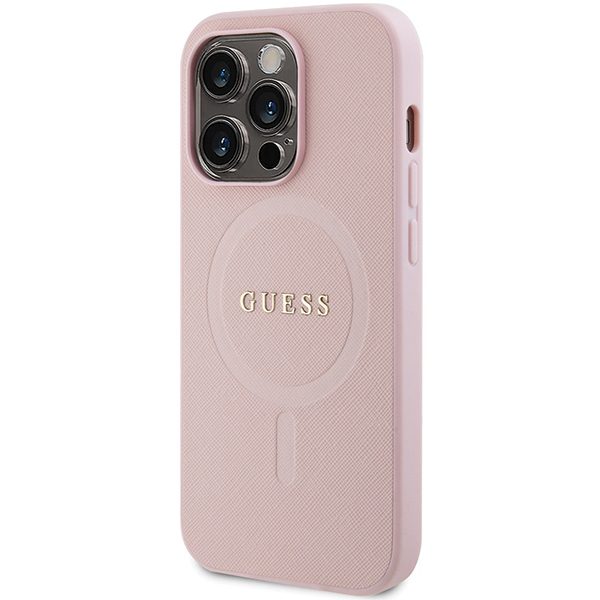 Guess case for iPhone 14 Pro 6,1" GUHMP14LPSAHMCP pink Saffiano Magsafe