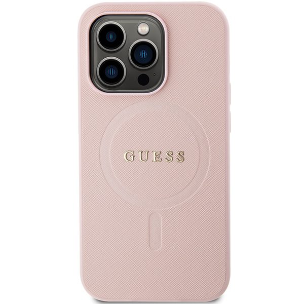 Guess case for iPhone 14 Pro 6,1" GUHMP14LPSAHMCP pink Saffiano Magsafe