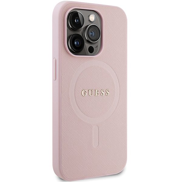 Guess case for iPhone 14 Pro 6,1" GUHMP14LPSAHMCP pink Saffiano Magsafe
