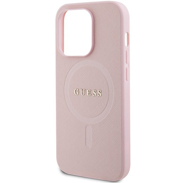 Guess case for iPhone 14 Pro 6,1" GUHMP14LPSAHMCP pink Saffiano Magsafe