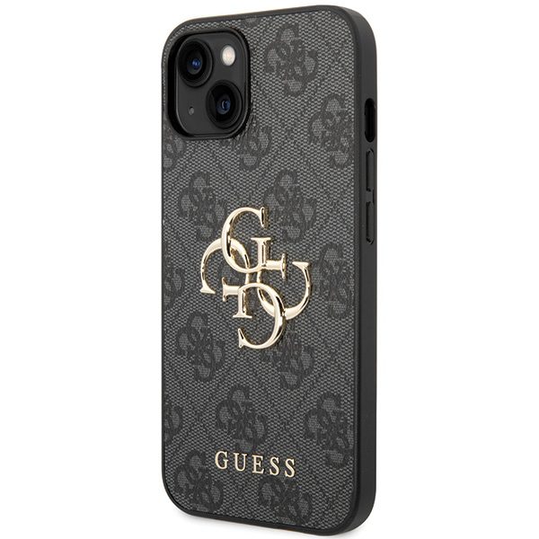 Guess case for iPhone 15 6,1" GUHCP15S4GMGGR grey HC PU Leather 4G Metal Logo
