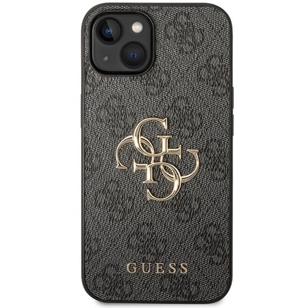 Guess case for iPhone 15 6,1" GUHCP15S4GMGGR grey HC PU Leather 4G Metal Logo