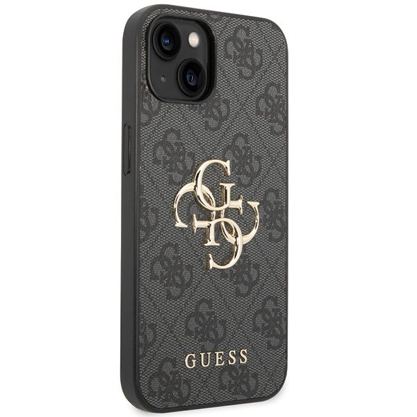Guess case for iPhone 15 6,1" GUHCP15S4GMGGR grey HC PU Leather 4G Metal Logo
