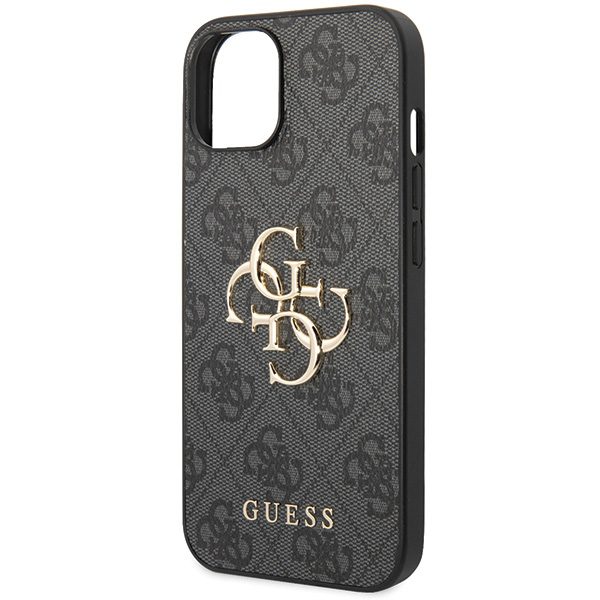 Guess case for iPhone 15 6,1" GUHCP15S4GMGGR grey HC PU Leather 4G Metal Logo