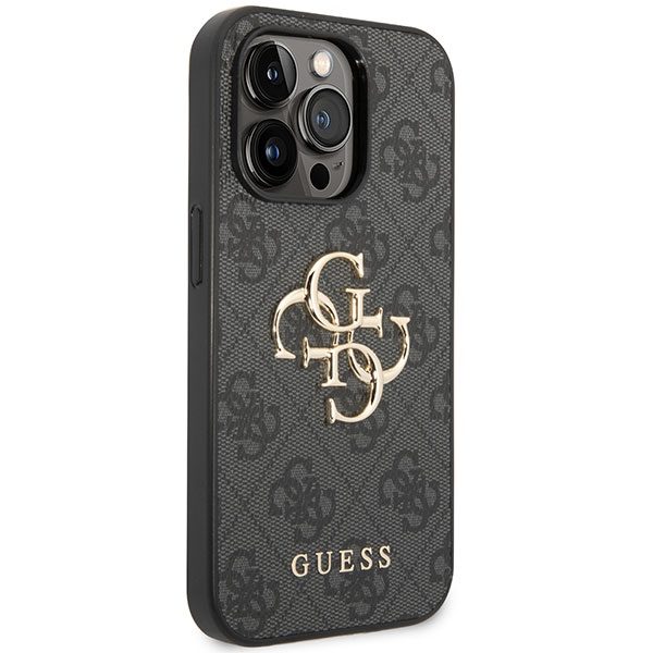 Guess case for iPhone 15 Pro Max 6,7" GUHCP15X4GMGGR grey HC PU Leather 4G Metal Logo