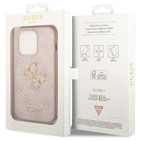 Guess case for iPhone 15 Pro 6,1" GUHCP15L4GMGPI pink HC PU Leather 4G Metal Logo