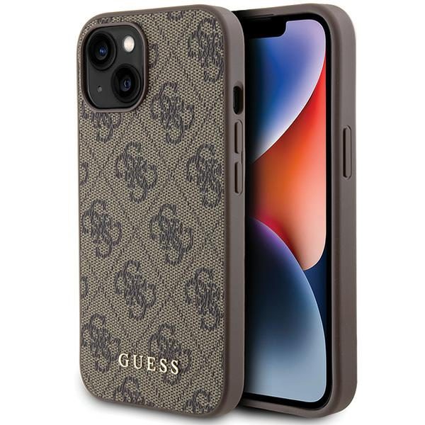 Guess case for iPhone 15 6,1" GUHCP15SG4GFBR brown HC PU 4G Metal Logo