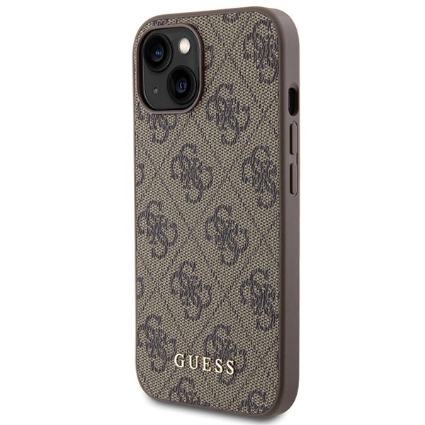 Guess case for iPhone 15 6,1" GUHCP15SG4GFBR brown HC PU 4G Metal Logo