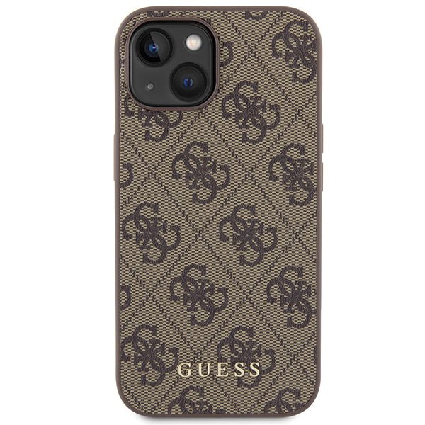 Guess case for iPhone 15 6,1" GUHCP15SG4GFBR brown HC PU 4G Metal Logo