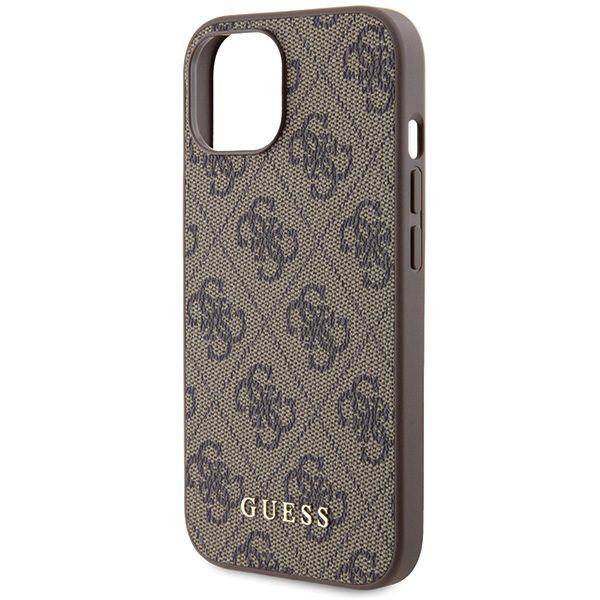 Guess case for iPhone 15 6,1" GUHCP15SG4GFBR brown HC PU 4G Metal Logo