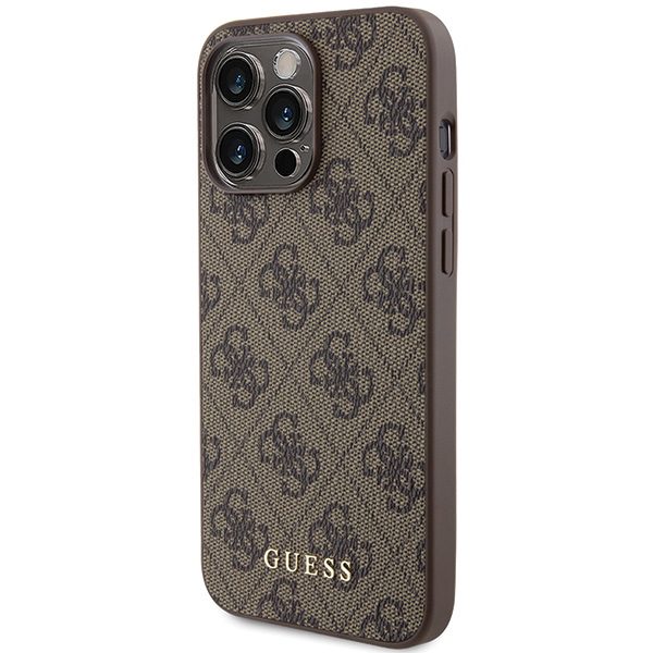 Guess case for iPhone 15 Pro Max 6,7" GUHCP15XG4GFBR brown HC PU 4G Metal Logo