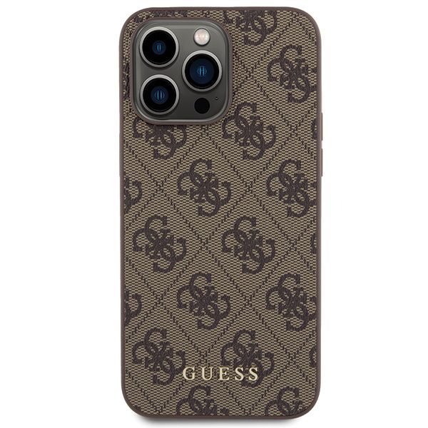 Guess case for iPhone 15 Pro Max 6,7" GUHCP15XG4GFBR brown HC PU 4G Metal Logo