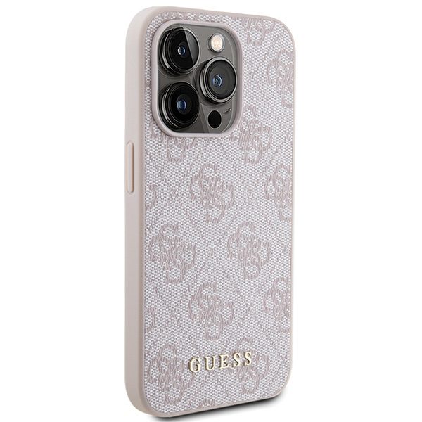 Guess case for iPhone 15 Pro 6,1" GUHCP15LG4GFPI pink HC PU 4G Metal Logo