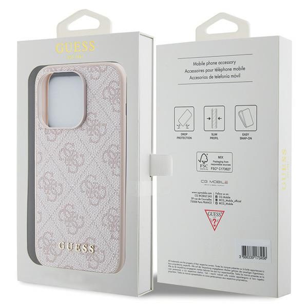 Guess case for iPhone 15 Pro 6,1" GUHCP15LG4GFPI pink HC PU 4G Metal Logo