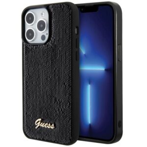 Guess case for iPhone 15 Pro 6,1" GUHCP15LPSFDGSK black HC Sequin Script Metal