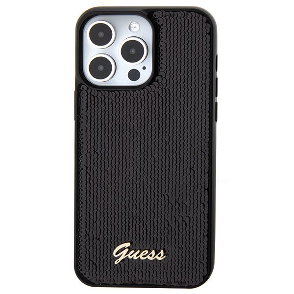 Guess case for iPhone 15 Pro 6,1" GUHCP15LPSFDGSK black HC Sequin Script Metal