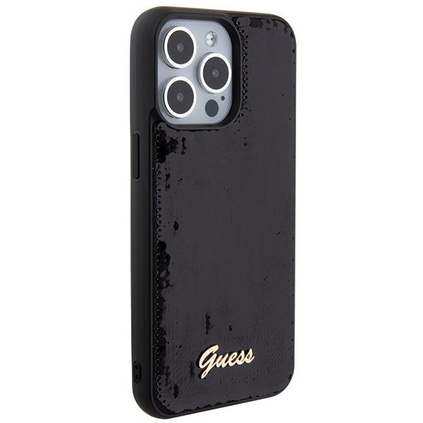 Guess case for iPhone 15 Pro 6,1" GUHCP15LPSFDGSK black HC Sequin Script Metal
