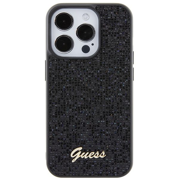 345991_oryg Guess case for iPhone 15 Pro 6,1" GUHCP15LPMSDGSK black HC PU Disco Script Metal