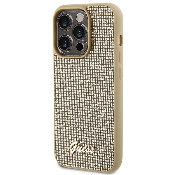 346038_oryg Guess case for iPhone 15 Pro 6,1" GUHCP15LPMSDGSD gold HC PU Disco Script Metal