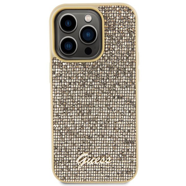 346039_oryg Guess case for iPhone 15 Pro 6,1" GUHCP15LPMSDGSD gold HC PU Disco Script Metal
