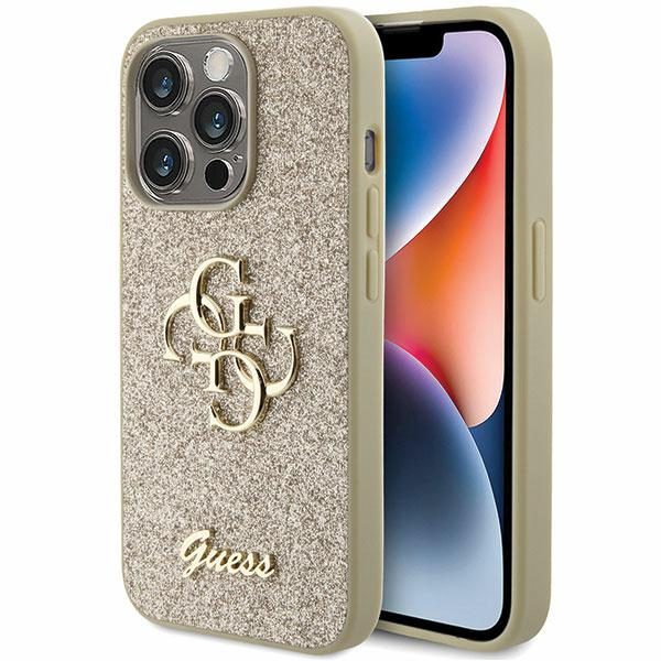 346243_oryg Guess case for iPhone 15 Pro 6,1" GUHCP15LHG4SGD gold HC Fixed Glitter Big 4G