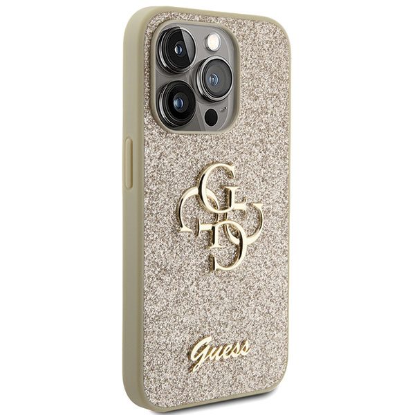 346246_oryg Guess case for iPhone 15 Pro 6,1" GUHCP15LHG4SGD gold HC Fixed Glitter Big 4G