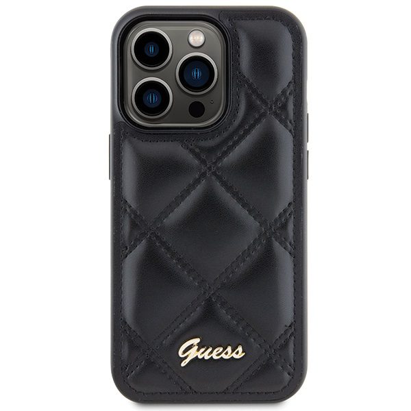 346269_oryg Guess case for iPhone 15 Pro 6,1" GUHCP15LPSQSQSK black HC PU Quilted Metal Logo