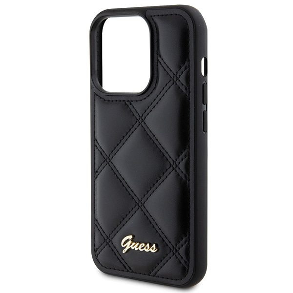 346272_oryg Guess case for iPhone 15 Pro 6,1" GUHCP15LPSQSQSK black HC PU Quilted Metal Logo