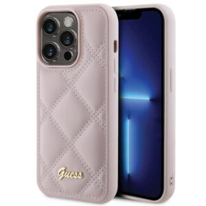 Guess case for iPhone 15 Pro Max 6,7" GUHCP15XPSQSQSP pink HC PU Quilted Metal Logo