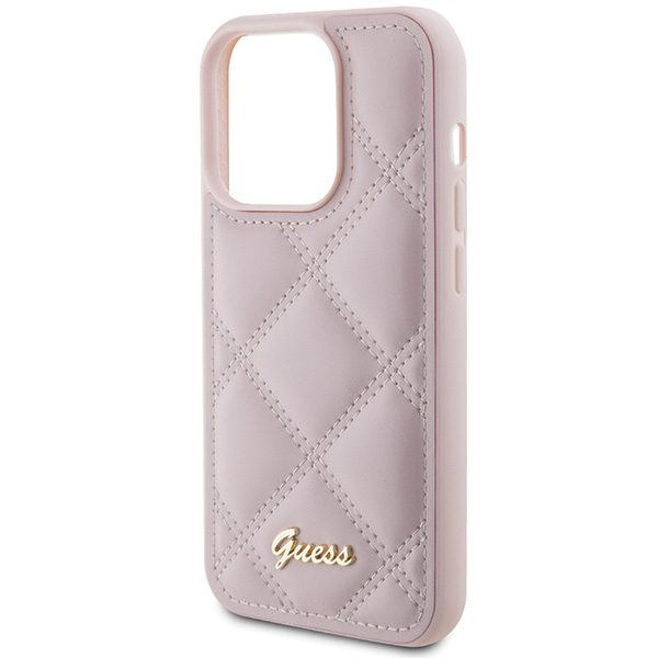 346304_oryg Guess case for iPhone 15 Pro Max 6,7" GUHCP15XPSQSQSP pink HC PU Quilted Metal Logo
