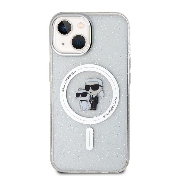 Karl Lagerfeld case for iPhone 15 6,1" KLHMP15SHGKCNOT transparent HC Magsafe IML KC Glitter