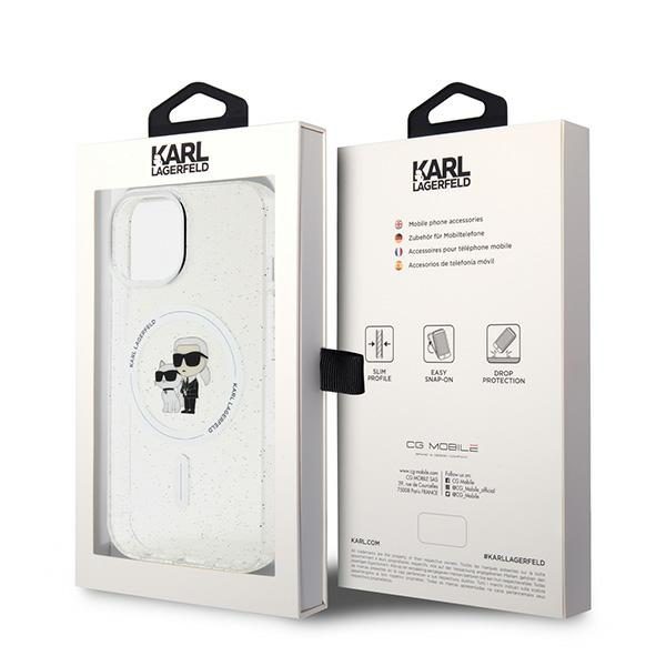 Karl Lagerfeld case for iPhone 15 6,1" KLHMP15SHGKCNOT transparent HC Magsafe IML KC Glitter