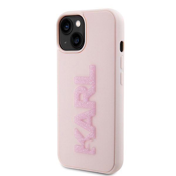 346643_oryg Karl Lagerfeld case for iPhone 15 6,1" KLHCP15S3DMBKCP pink HC 3D Logo Glitter
