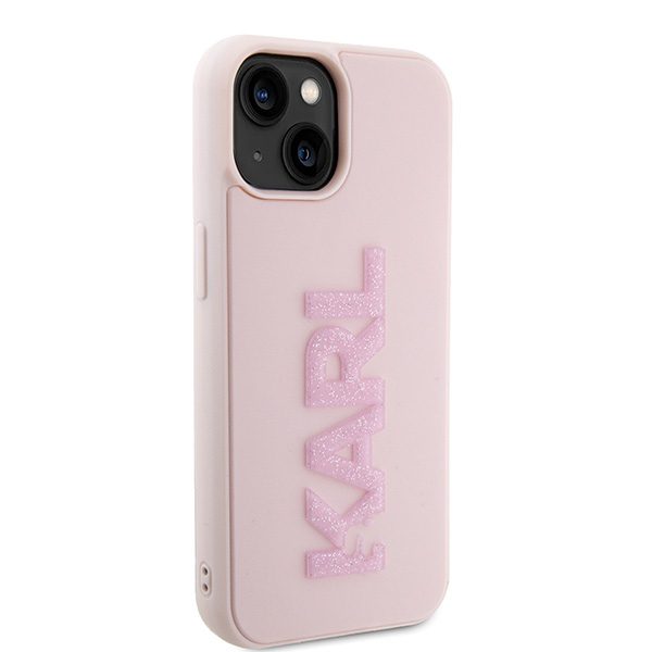 346645_oryg Karl Lagerfeld case for iPhone 15 6,1" KLHCP15S3DMBKCP pink HC 3D Logo Glitter