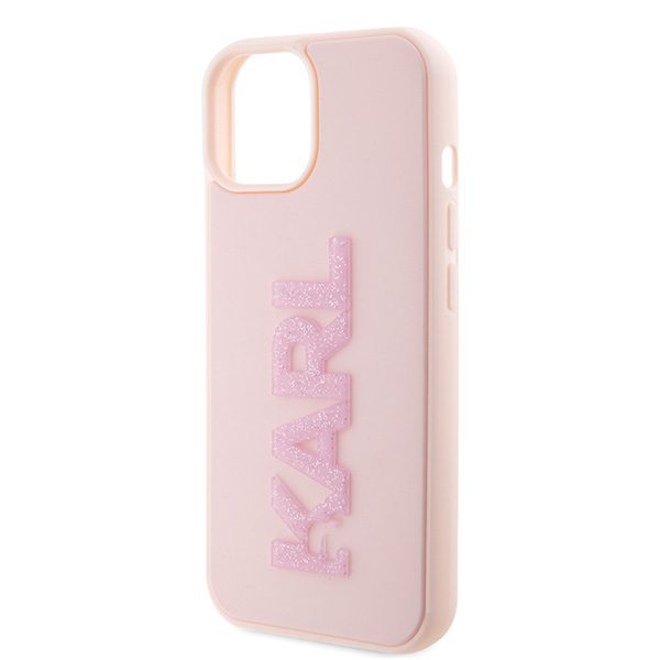 346647_oryg Karl Lagerfeld case for iPhone 15 6,1" KLHCP15S3DMBKCP pink HC 3D Logo Glitter