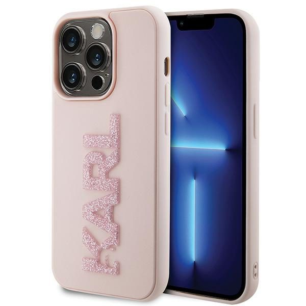 346658_oryg Karl Lagerfeld case for iPhone 15 Pro 6,1" KLHCP15L3DMBKCP pink HC 3D Logo Glitter