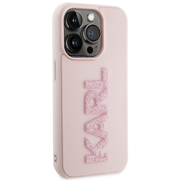 346661_oryg Karl Lagerfeld case for iPhone 15 Pro 6,1" KLHCP15L3DMBKCP pink HC 3D Logo Glitter