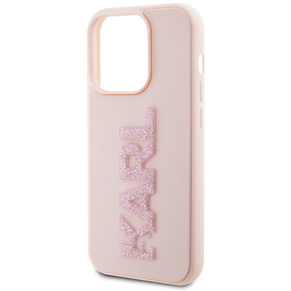 346663_oryg Karl Lagerfeld case for iPhone 15 Pro 6,1" KLHCP15L3DMBKCP pink HC 3D Logo Glitter